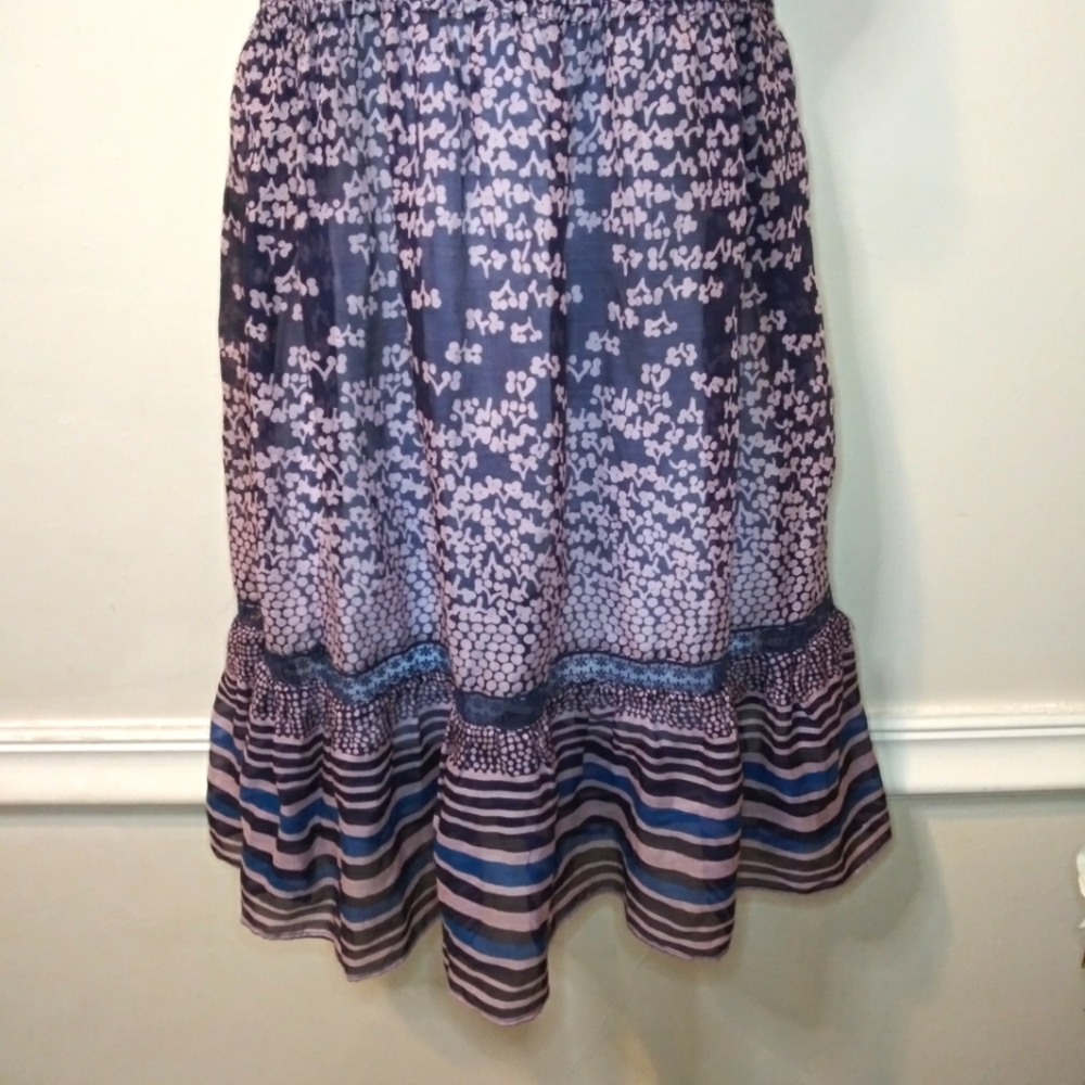 Vintage Free People Boho Mauve & Blue Silk Blend Baby Doll Style Dress - Picture 3 of 12